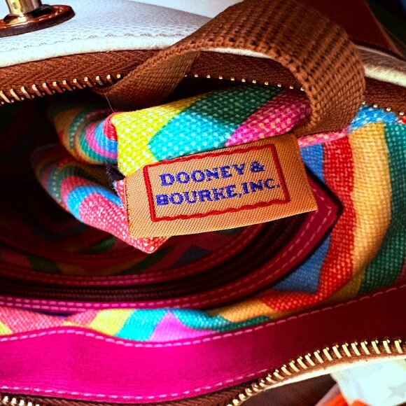 Dooney & Bourke Bone Color Turn Lock Key Shoulder Purse Hobo Leather Bag - Picture 9 of 16